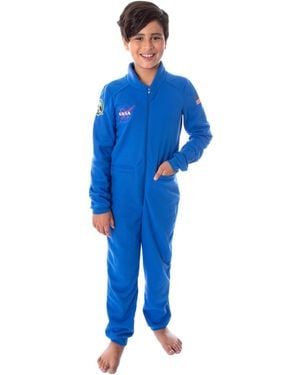 NASA Boys Meatball One Piece Astronaut Space Suit Pajama Union Suit - Blue