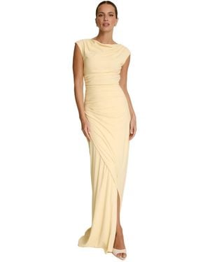 Six Stories Cowl Gathered Short Sleeve Bridesmaid - Natural