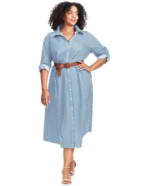 Avenue Leona Stripe Shirtdress With Belt - Blue