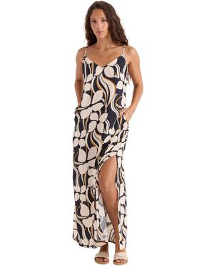 Volcom V-neck Sleeveless Swim Cover-up Dress - White
