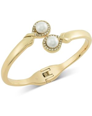 Charter Club Tone Pave & Imitation Pearl Bypass Bangle Bracelet - Metallic