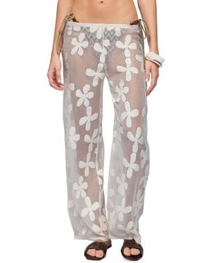 Edikted Candace Floral Texured Sheer Pants - Natural