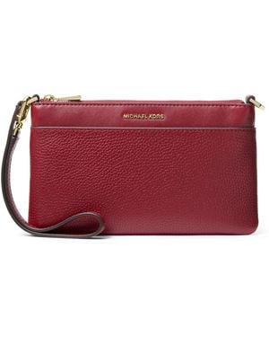 Michael Kors Jet Set Leather Top Zip Convertible Wristlet - Red