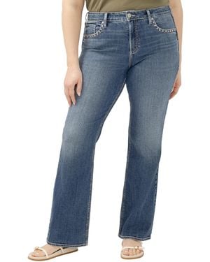 Silver Jeans Co. Plus Size Avery High-waisted Studded Bootcut Denim Jeans - Blue
