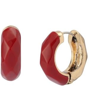 Robert Lee Morris Faux Stone Heirloom Charms Faceted huggie Earrings - Pink