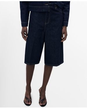 Mango Mid-rise Denim Bermuda Shorts - Blue