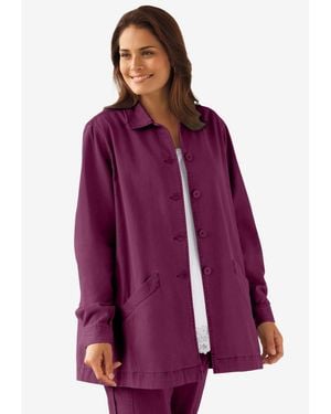 Woman Within Plus Size Within Pleat-back Denim Jacket - Purple