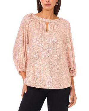 SAM & JESS Sequin Detail Puff Sleeves Top - Pink