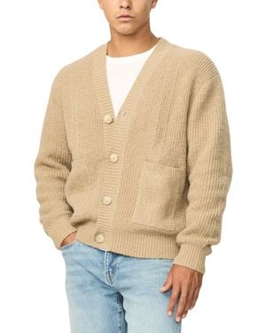 Buffalo David Bitton Walex V-neck Patch Pocket Brushed-knit Cardigan - Natural
