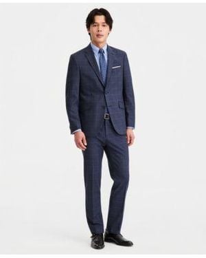 Kenneth Cole Windowpane Slim Fit Techni Cole Suit Separates - Blue
