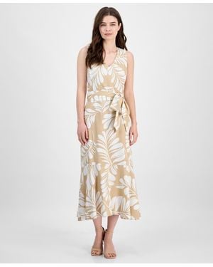Anne Klein Printed Open-back Midi Dress - Natural
