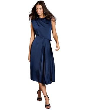 Coast Satin Pleated Midi Dress - Blue