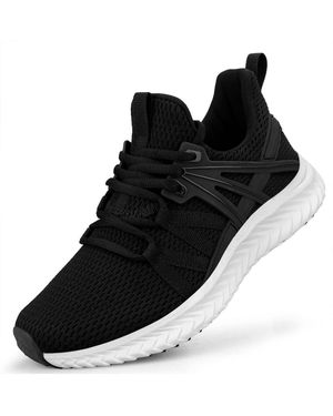 Peneyon Slip On Running Sneakers Breathable Lightweight Anti Slip Walking Tennis Shoes - Black