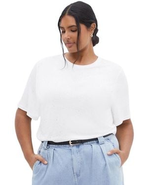 City Chic Plus Size Blinged Up Tee - White