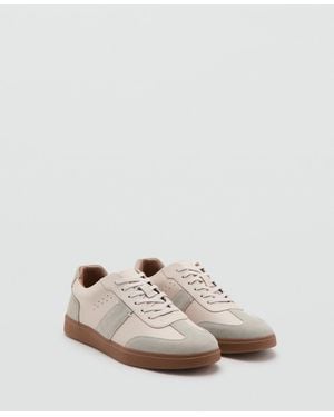 Mango Combined Leather Sneakers - White