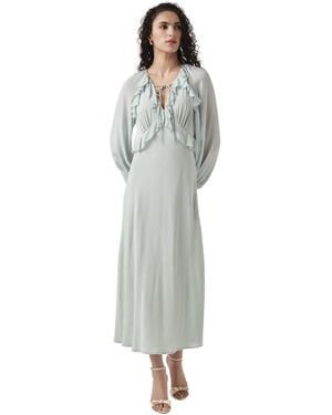 Ghost Naomi Long Sleeve Frill Midi Dress - Multicolor