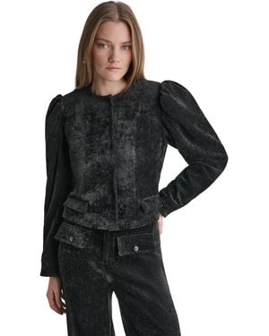 BCBGMAXAZRIA Velvet Cropped Jacket - Black