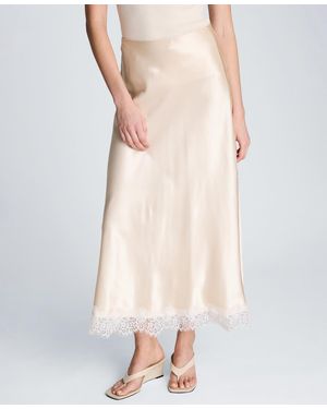 Kenneth Cole Pull-on Lace Trim Midi Skirt - Natural