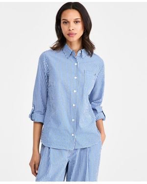 Tommy Hilfiger Gingham Print Roll-tab Shirt - Red