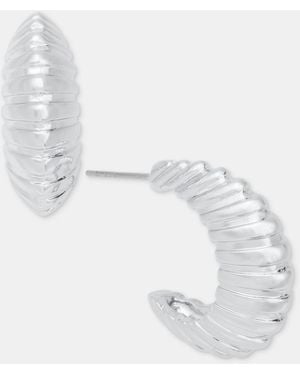 On 34th Small Textured C-hoop Earrings - White