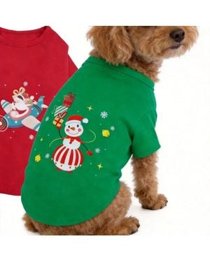 Aronkl 2 Pack Breathable Cotton Spandex Dog T-shirts - Green