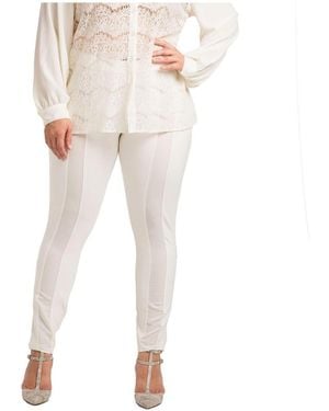 Standards & Practices Plus Size Stretch Sheer Panel Ponte legging - Natural