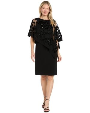 R & M Richards Short-sleeve Scoop-neck Floral Dress - Black