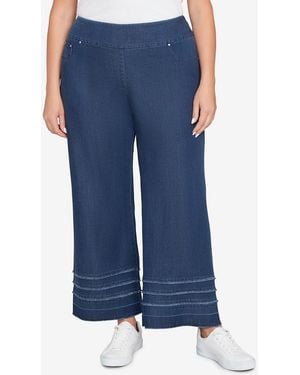Ruby Rd. Plus Size Stretch Fringe Pull-on Ankle Jeans - Blue