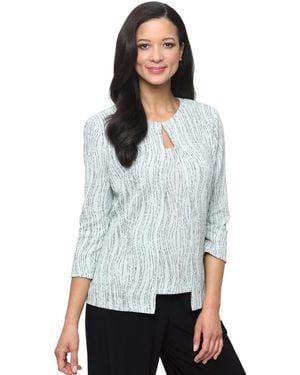 Alex Evenings Petite 3/4-length Sleeve Jacket And Scoop Neck Top - White