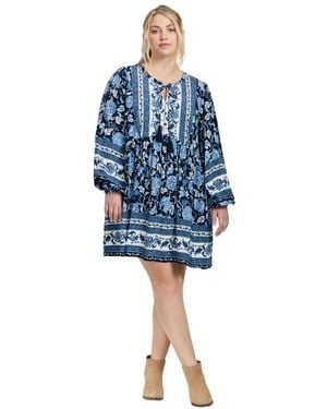 Avenue Livvy Boho Border Print Mini Dress - Blue