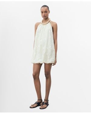 Mango Balloon Halter Dress - White