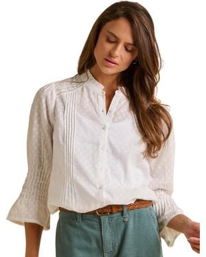 Brakeburn Elva 3/4 Sleeve High Neck Shirt - White