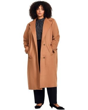 Avenue Funnel Neck Long Coat - Natural