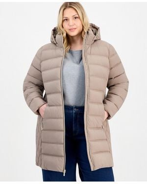 Michael Kors Plus Size Hooded Packable Puffer Coat - Natural