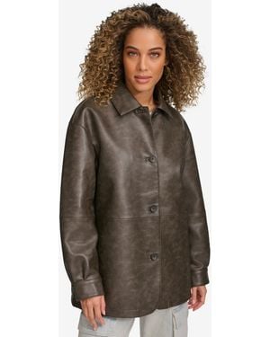 Levi's Faux Leather Relaxed Vintage Look Blazer - Brown