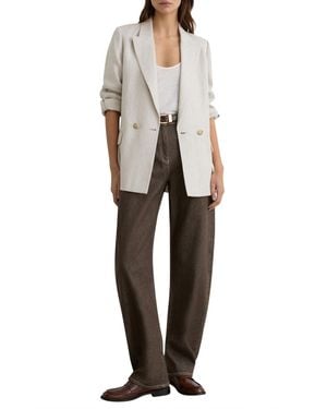 Reiss Barrel-leg Topstitched Jeans - White