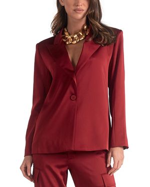 Elan Satin Wide-lapel One-button Blazer - Red