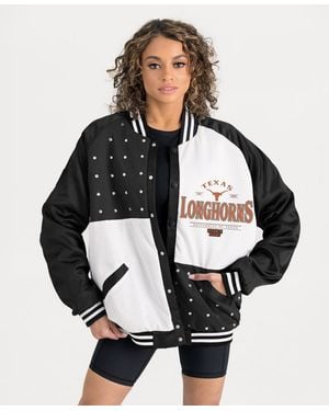 Gameday Couture Black Texas Longhorns Oversized Inner Drive Varsity Rhinestone Full-snap Bomber Jacket