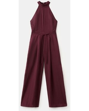 Mango Halter-neck Lyocell Jumpsuit - Purple