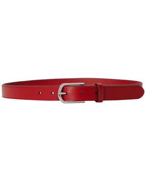 Ralph Lauren Rounded Buckle Leather Skinny Belt - Red