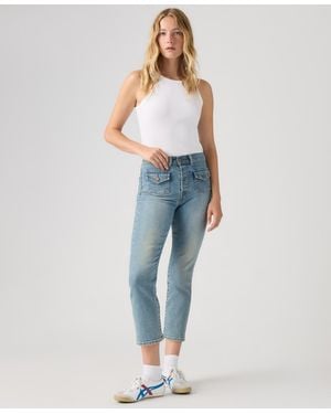 Levi's Wedgie Flap Pocket High Rise Cropped Jeans - Blue