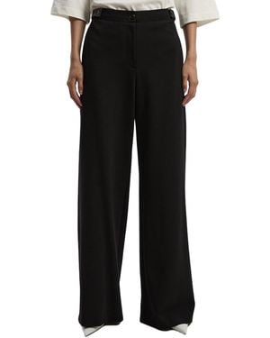 Karen Millen Ponte Pu Wide Leg Pants. - Black