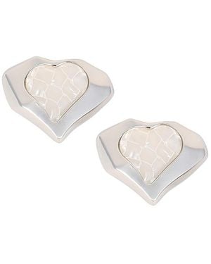 SOH The Coeur-edge Stud Earrings - White