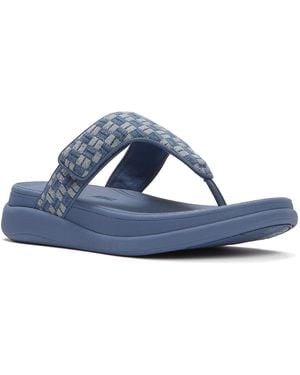 Fitflop F-mode Go Checkerboard-denim Toe-post Sandals - Blue