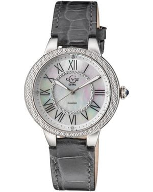 Gevril Astor Ii Swiss Quartz Diamond Hand Made Italian Leather Strap Watch - Gray