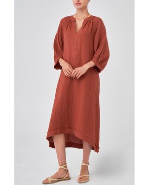 ocean + main Ocean+main Ocean+main Gauze Dress - Red