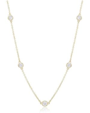 The Lovery Long Cz Station Chain Necklace 36 Inches 14k Gold-plated Sterling Silver - Metallic