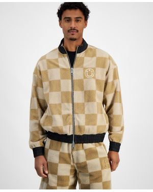 BOSS Hugo By Naliso Relaxed Fit Zip-front Checkered Track Jacketed - Natural