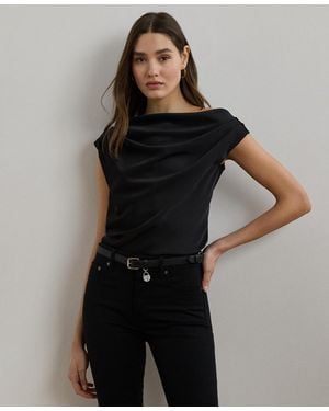 Ralph Lauren Satin Charmeuse Off-the-shoulder Blouse - Black