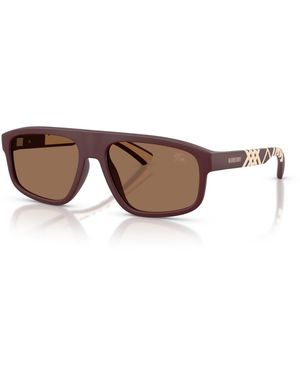 Burberry Rectangle-frame Round-face Sunglasses Be4501u - Brown